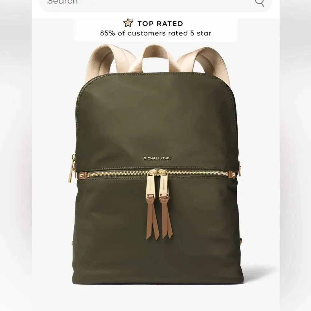 Michael Kors Olive Nylon Backpack - Picture 14 of 16